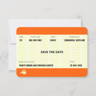 Train Ticket Wedding Save the Date Family Invitation