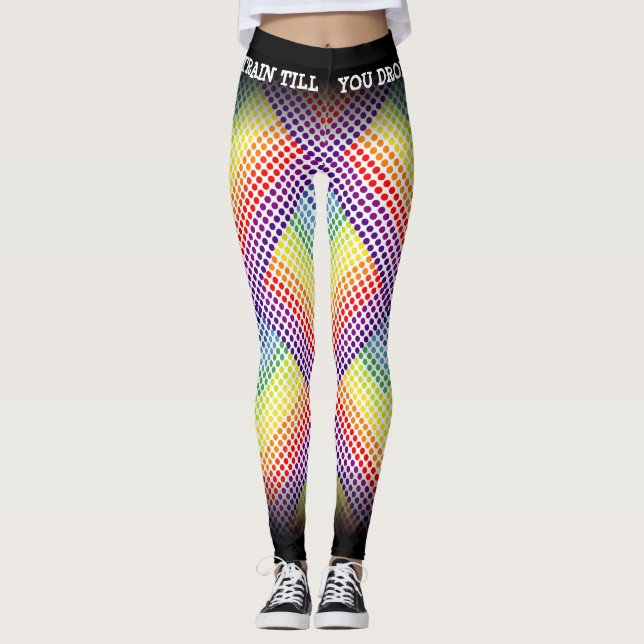 Train Till You Drop Rainbow/Black Leggings (Front)