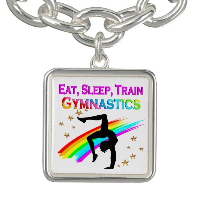 TRAIN TO BE A GYMNASTICS CHAMPION CHARM BRACELET (Design)
