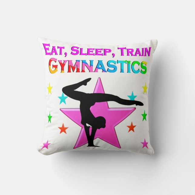TRAIN TO BE A GYMNASTICS CHAMPION THROW PILLOW (Front)