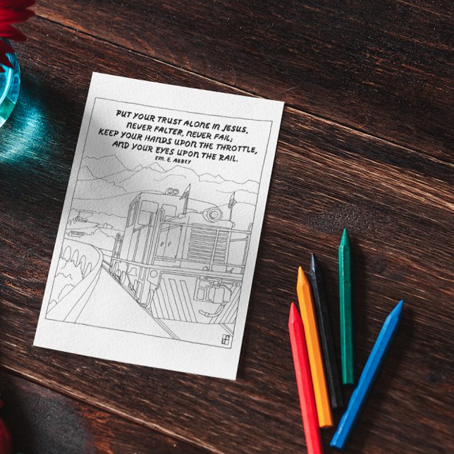 Train to Heaven Scripture Coloring Postcard (Creator Uploaded)