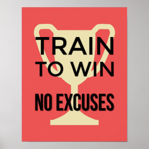 Train to win red sports motivational poster
