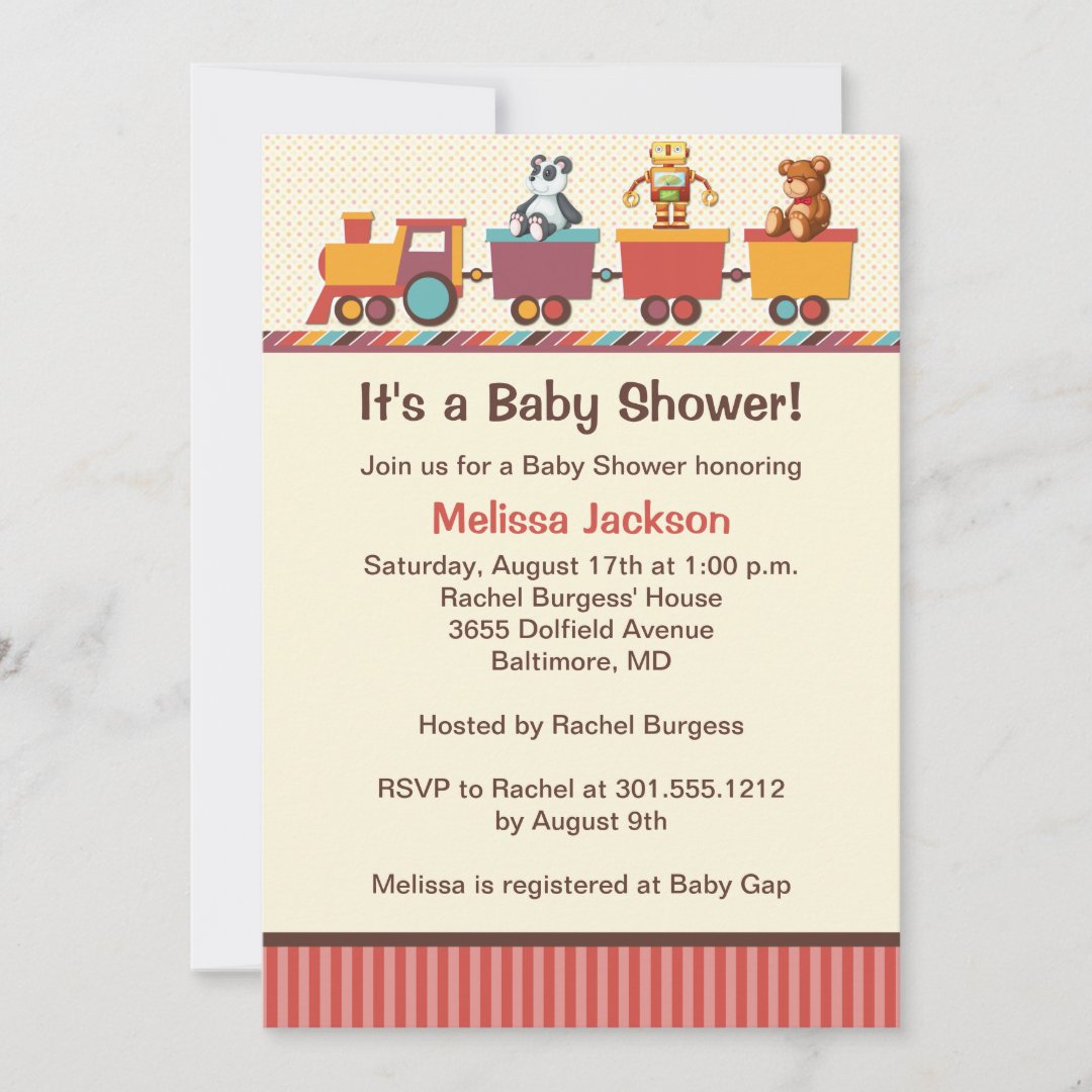 Train & Toys Baby Shower Invitation | Zazzle