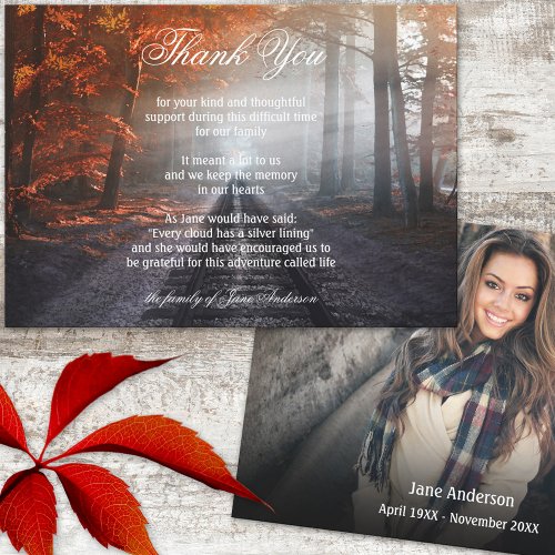 Train Track Autumn Forest Sympathy Thank You Cards