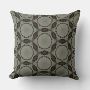 Train Tracks in Circle on a Brown and Gray Design Throw Pillow