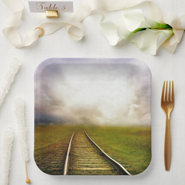 Train Tracks Paper Plates (Wedding)