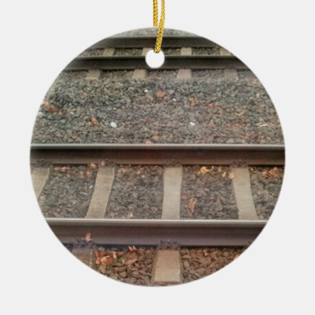 Train Tracks, Railway Ceramic Ornament (Front)