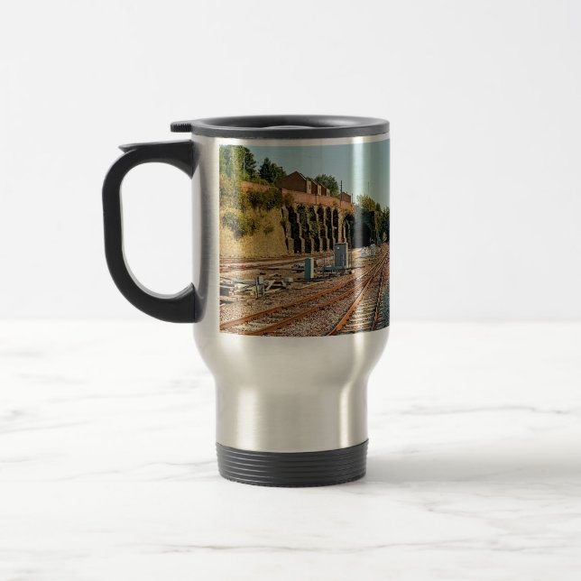 Train tracks travel mug (Left)