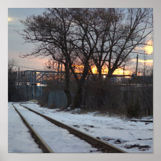 Train Tracks with Snow Poster