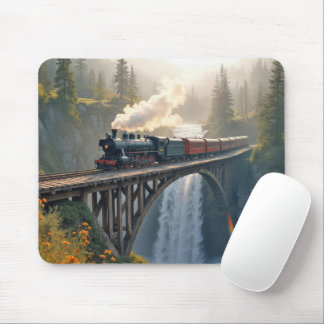 Train Trestle With Vintage Steam Locomotive Mouse Pad