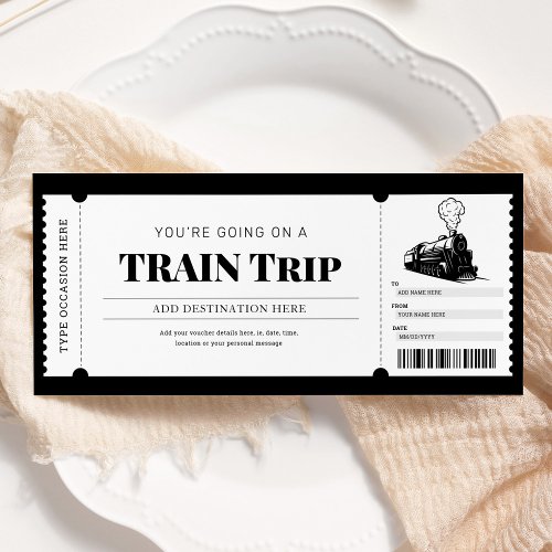 Train Trip Boarding Pass Gift Ticket Voucher Invitation