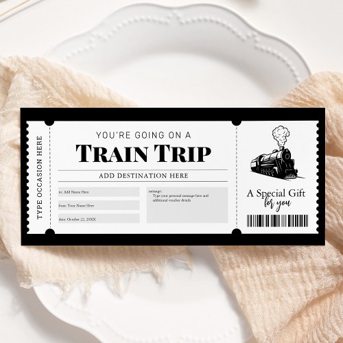 Train Trip Boarding Pass Ticket Gift Voucher Invitation