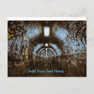 Train Tunnel with Graffiti Postcard
