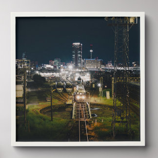 Train Turntable at Night – Aichi, Japan Railway Ar Peel And Stick Photo Tile