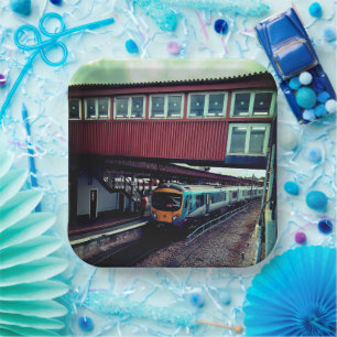 Train under the bridge paper plates