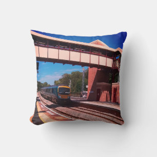 Train under the bridge throw pillow