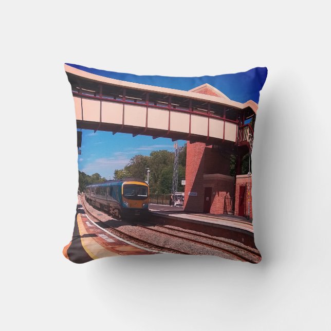 Train under the bridge throw pillow (Front)