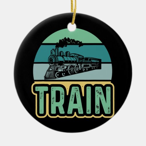 Train Vintage Distressed Retro Engineer Conductor Ceramic Ornament