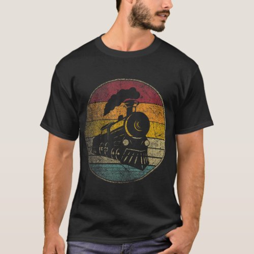 Train Vintage Distressed Retro Engineer Engine Con T_Shirt