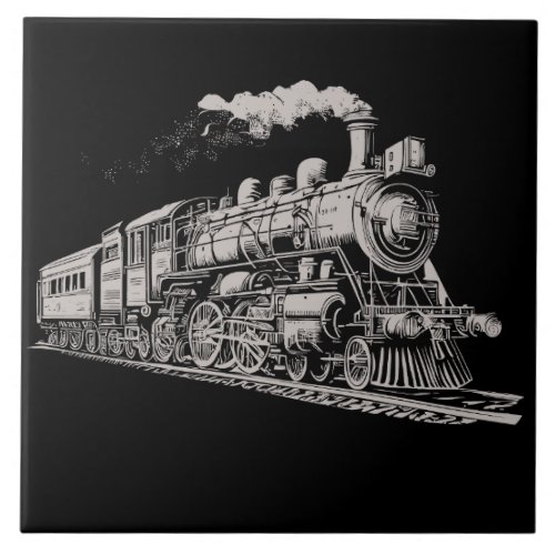 Train Vintage Graphic Design Sketch Retro Steam  Ceramic Tile