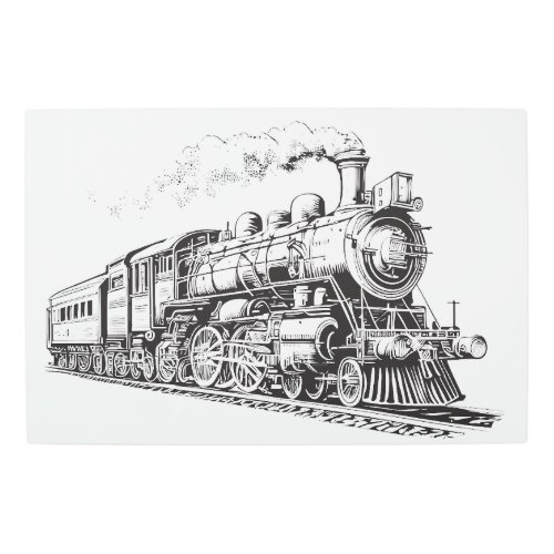 Train Vintage Graphic Design Sketch Retro Steam  Metal Print
