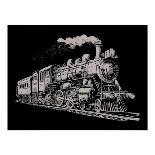 Train Vintage Graphic Design Sketch Retro Steam  Poster