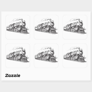 Train Vintage Graphic Design Sketch Retro Steam  Square Sticker