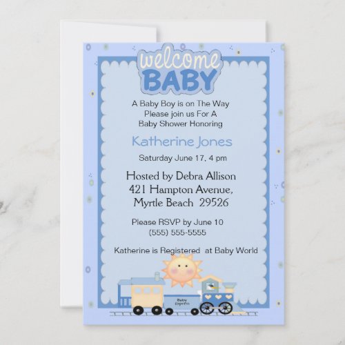 Train Welcome Baby Shower Invitation