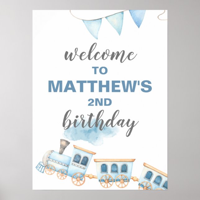 Train Welcome Sign Birthday or Baby Shower (Front)
