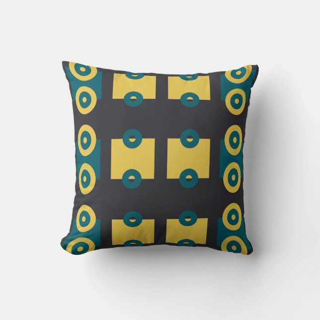 Train wheels simplified dark teal modern throw pillow (Front)