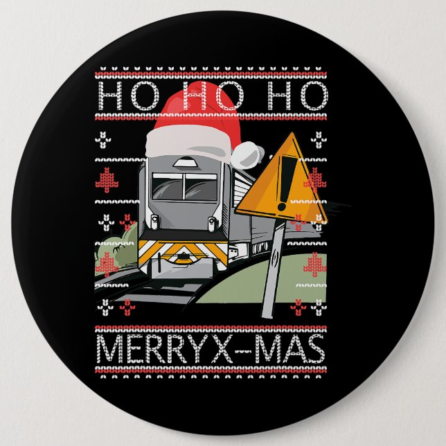 Train with Christmas Hat Steam Train Train Driver Button (Front)