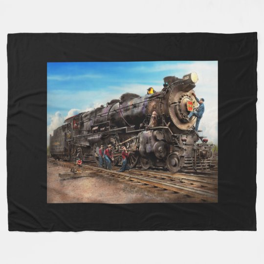 Train Working on the railroad 1930 Fleece Blanket