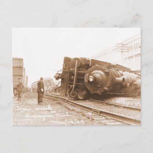 Train Wreck 1929 Postcard