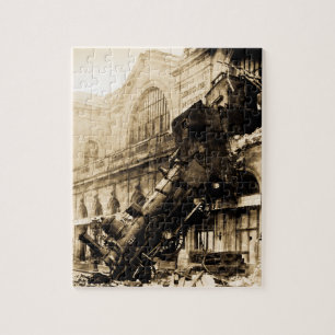 Train Wreck at Montparnasse 1895 Vintage Jigsaw Puzzle