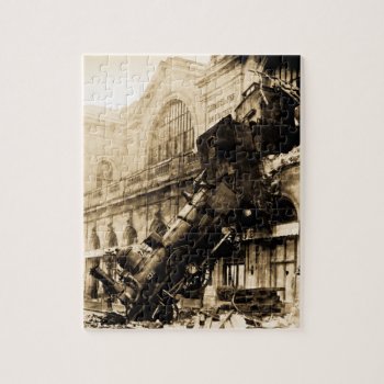 Train Wreck At Montparnasse 1895 Vintage Jigsaw Puzzle by scenesfromthepast at Zazzle