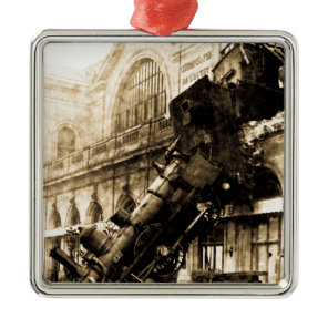 Train Wreck at Montparnasse 1895 Vintage Metal Ornament