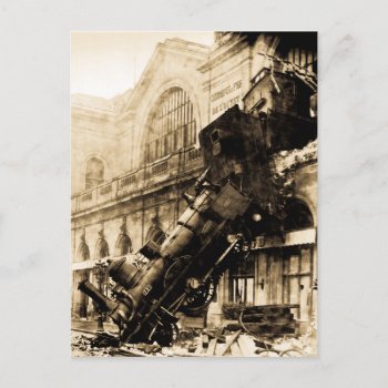 Train Wreck At Montparnasse 1895 Vintage Postcard by scenesfromthepast at Zazzle