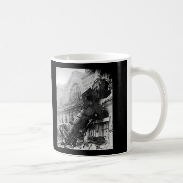Train Wreck at Montparnasse, railroad disaster Coffee Mug (Right)
