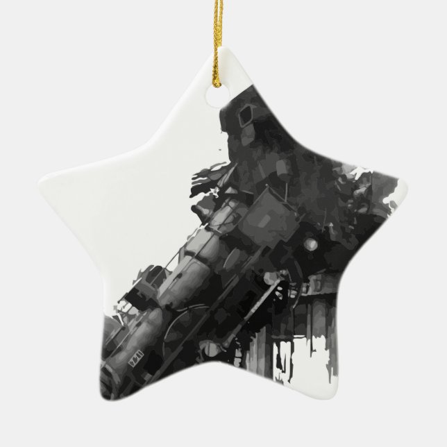 train-wreck ceramic ornament (Front)