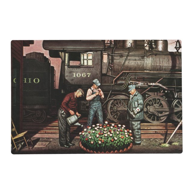 Train Yard Flower Garden by Stevan Dohanos Placemat (Front)