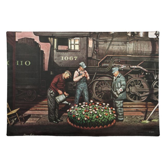 Train Yard Flower Garden by Stevan Dohanos Placemat (Front)