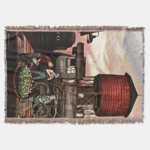 Train Yard Flower Garden by Stevan Dohanos Throw Blanket