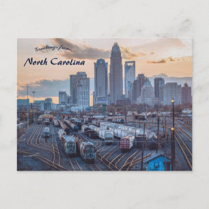 Train Yard in Charlotte North Carolina Postcard
