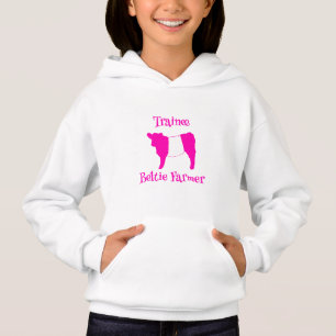 Trainee Beltie Farmer Pink Belted Galloway Cows Hoodie