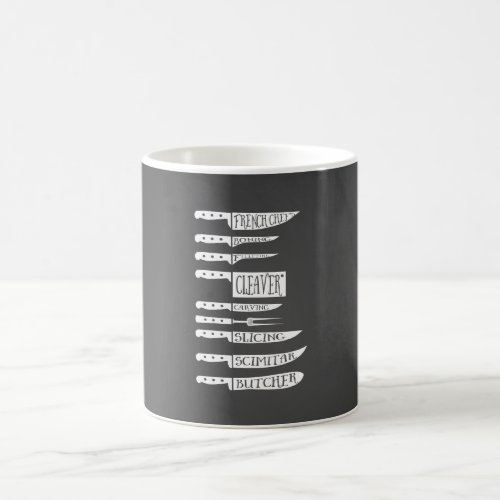 trainee chef cook recipe knives butcher meat cuts coffee mug