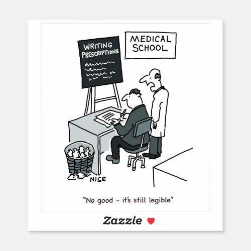 Trainee Doctor at Medical School Cartoon Sticker