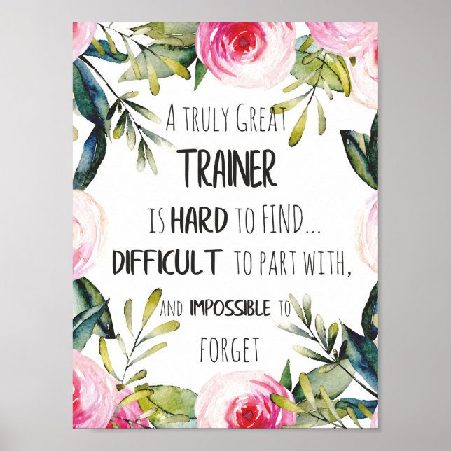 Trainer appreciation Quote Thank you grateful Poster (Front)