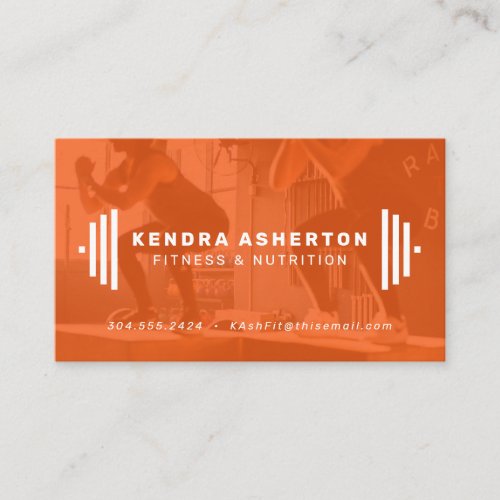 Trainer modern orange business card with photo