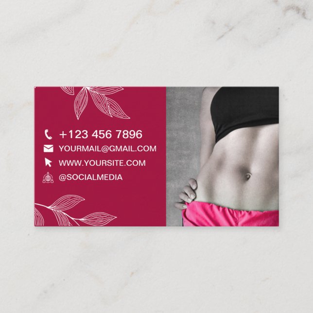 Trainer Photo & Monogram Modern Red Violet Busines Business Card (Front)