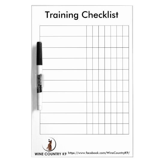 Training Checklist DryErase Board